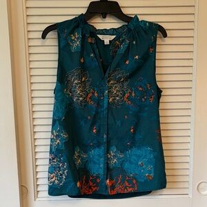 Market & Spruce Teal Floral Blouse